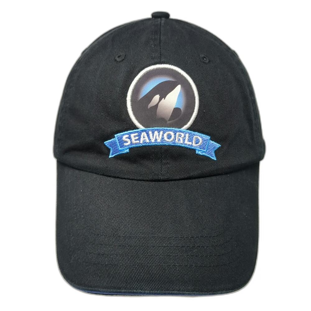 SeaWorld Adventure Parks Baseball Cap Black One Size Orca Whale Strapback Hat